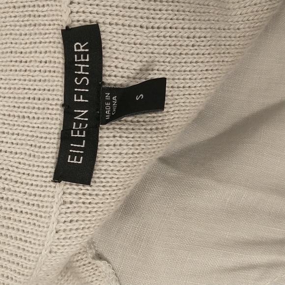 Eileen Fisher Cotton Linen Cardigan Sweater Neutral Natural Greige Clr Layering - Picture 7 of 12